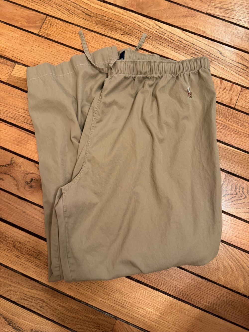 Ralph Lauren Khaki Elastic Waist Cotton Pants